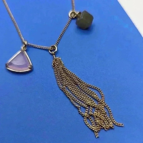 Unique J.Crew Necklace: Gold Chain with Shimmering Tassel & Crystals - Picture 5 of 5